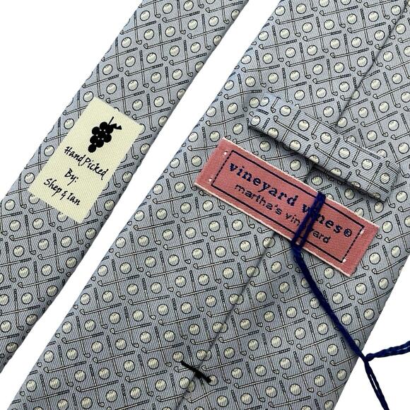 NEW Vineyard Vines Silk Tie Mens 58x3.5 Blue Golf Novelty Print Handmade Necktie - Picture 4 of 9